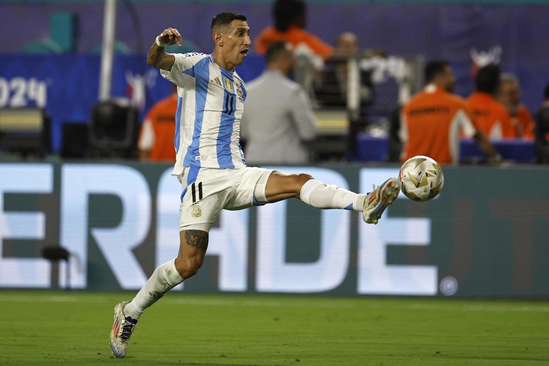 Ángel Di María de Argentina en acción durante la final de la Copa América 2024. EFE/EPA/CJ GUNTHER